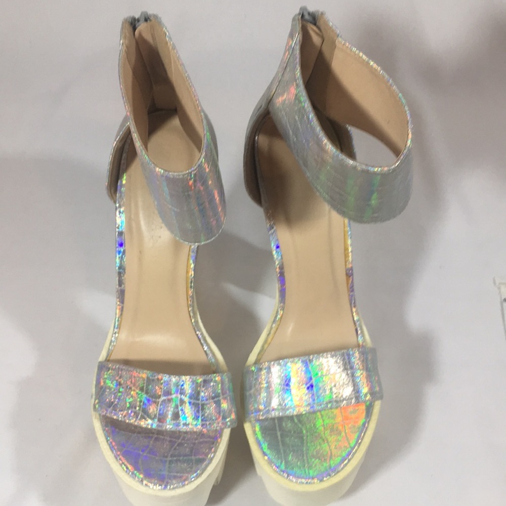 Silver platform heels